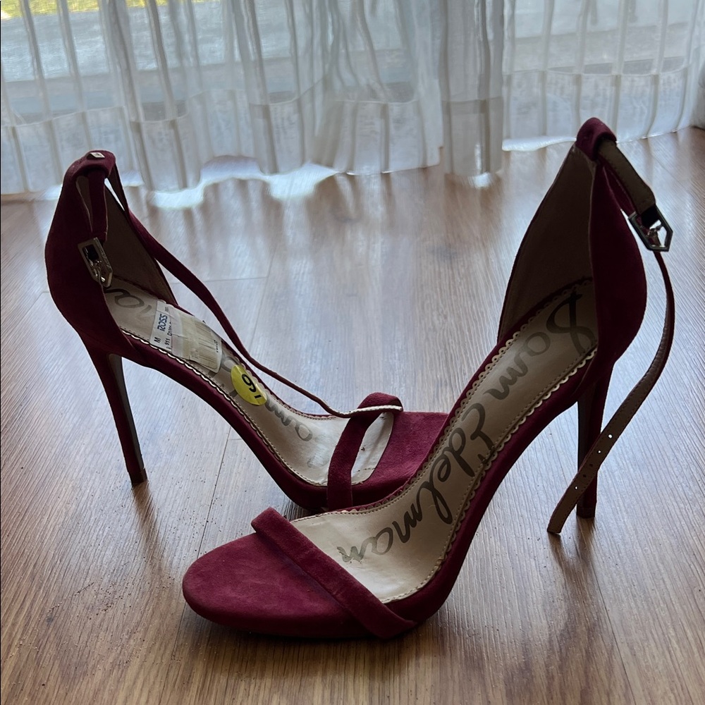 Sam Edelman Deep Red Ankle Strap Heels
